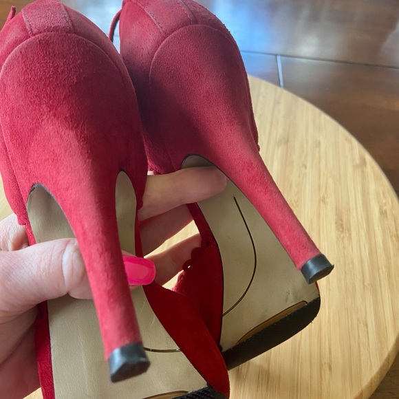 Red Suede Heels by Nine West with Box-Size 8 - Picture 5 of 13